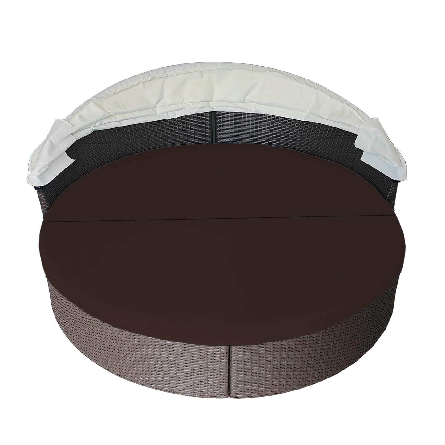 WQZWDFC Splicing Outdoor Daybed Cushion Cover 66" Patio Round Sunbed Cushion Covers Circle Daybed Sun Bed Mattress Replacement Slipcover (Dark Coffee)
