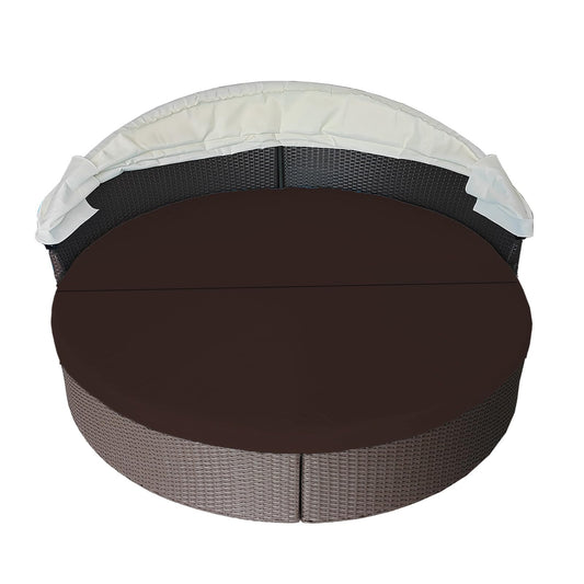 WQZWDFC Splicing Outdoor Daybed Cushion Cover 66" Patio Round Sunbed Cushion Covers Circle Daybed Sun Bed Mattress Replacement Slipcover (Dark Coffee)