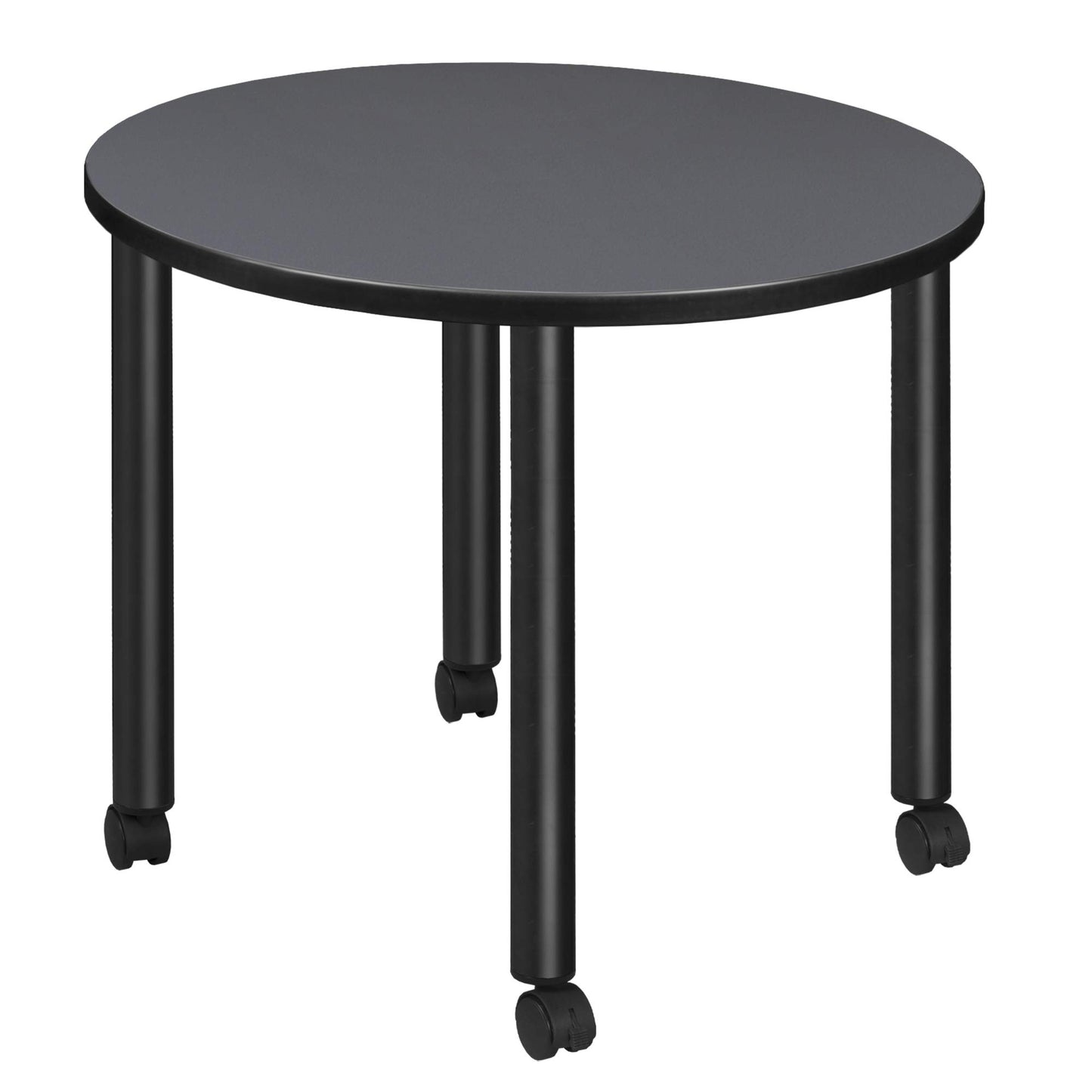 Romig Trek Small 30 in. Round Breakroom Table- Grey Top, Black Mobile Legs