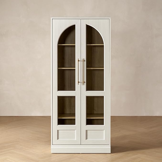 mopio Blake Tall Display Cabinet, Kitchen Buffet Pantry Cupboard, Trophy