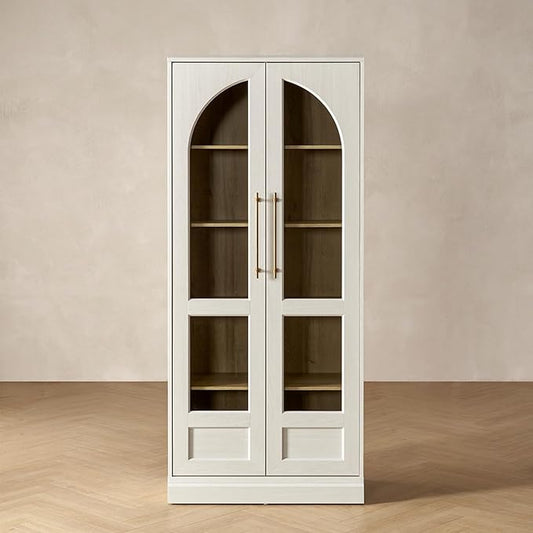 mopio Blake Tall Display Cabinet, Kitchen Buffet Pantry Cupboard, Trophy