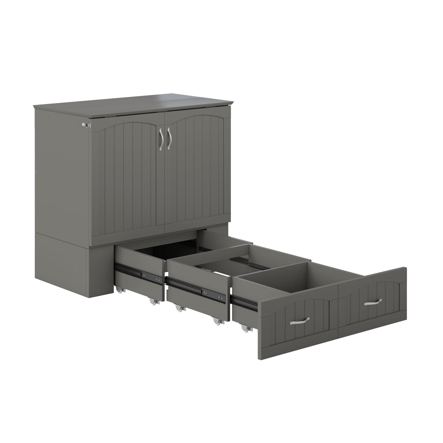 AFI, Southampton Murphy Bed Chest Twin XL with 6" Mattress, Storage Drawer & Built-in USB Charger, Grey