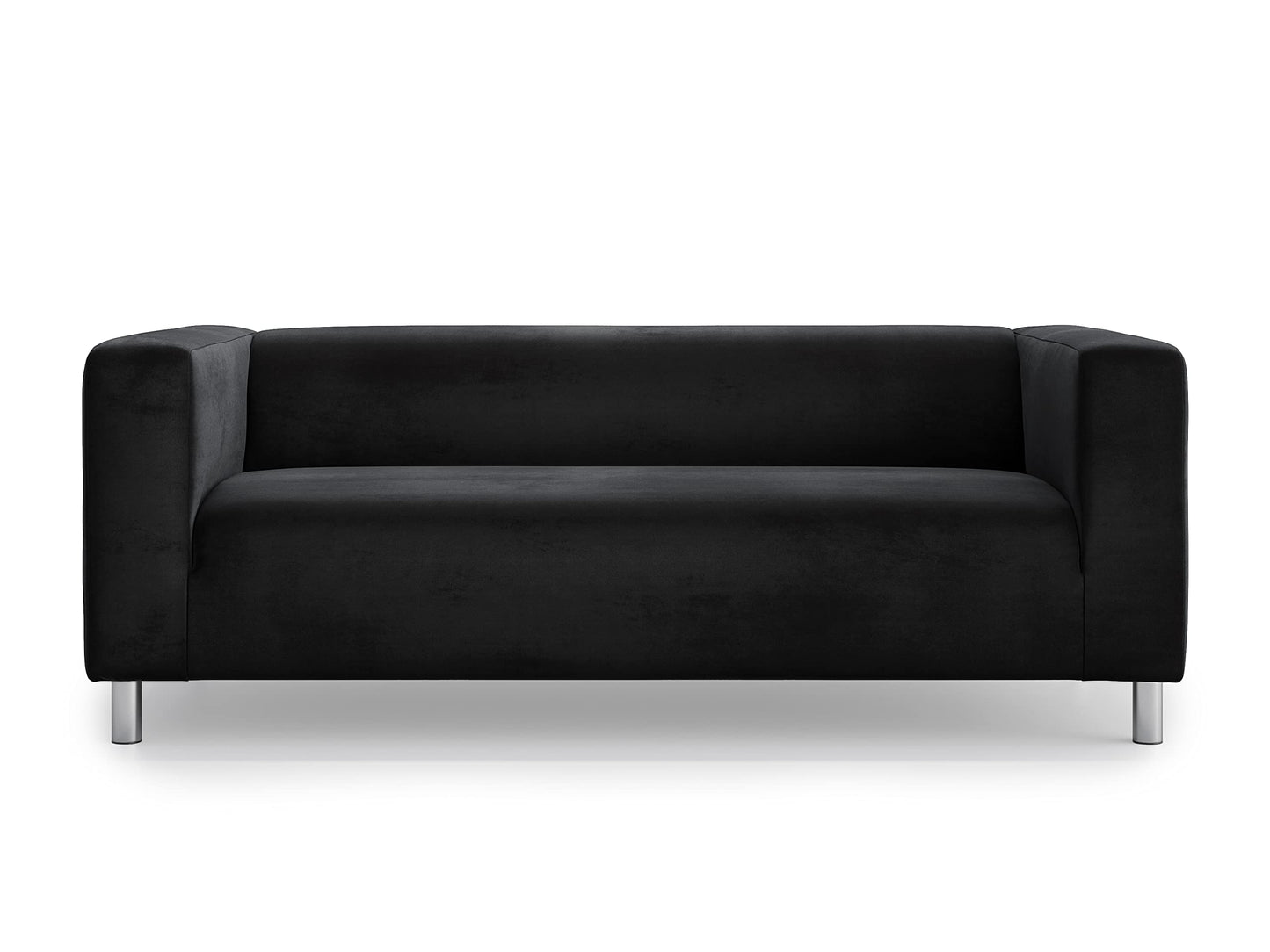 MASTERS OF COVERS Snug Fit Classic Velvet Klippan Loveseat Slipcover for The IKEA 2 Seater Klippan Loveseat Sofa Cover Replacement (Black, Velvet)