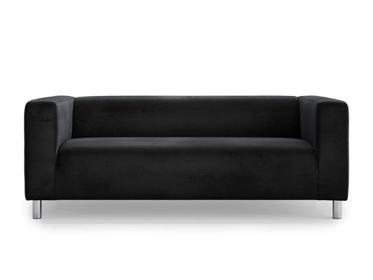 MASTERS OF COVERS Snug Fit Classic Velvet Klippan Loveseat Slipcover for The IKEA 2 Seater Klippan Loveseat Sofa Cover Replacement (Black, Velvet)