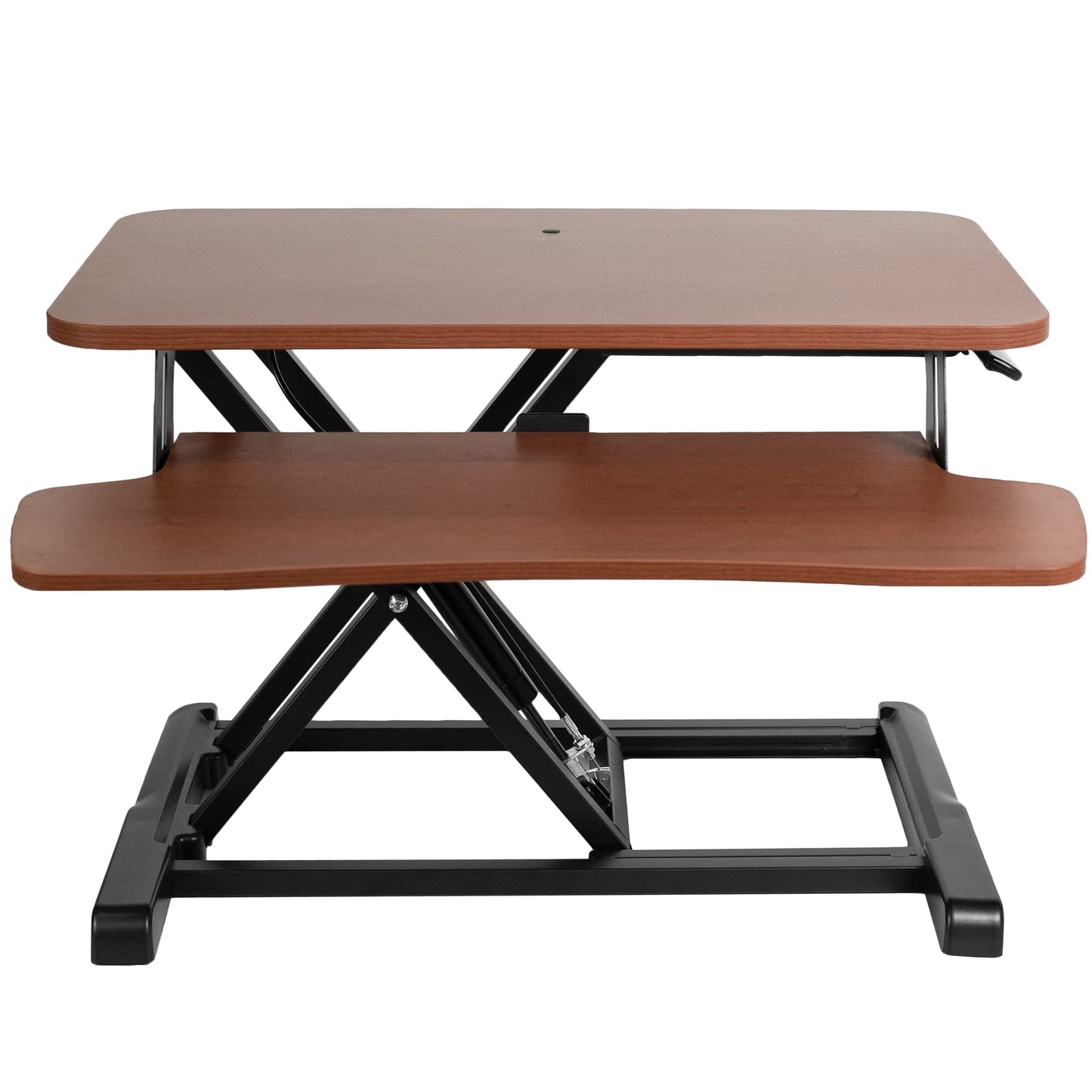 VIVO 26 inch Desk Converter, K Series, Height Adjustable Sit to Stand Riser, Dual Monitor and Laptop Workstation with Keyboard Tray, Dark Walnut Top, Black Frame, DESK-V026KA