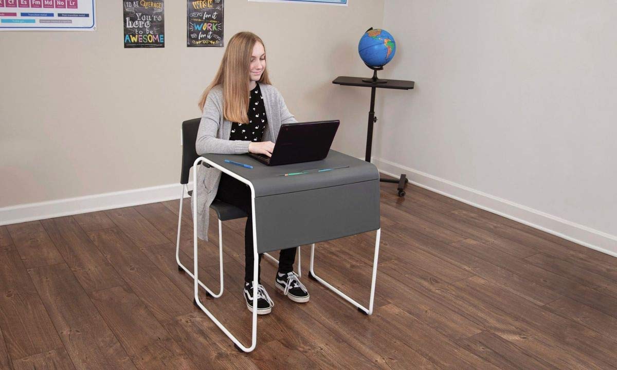 LUXOR - STUDENT-STK1PK Luxor Lightweight Stackable Student Desk and Chair Slate Gray / White