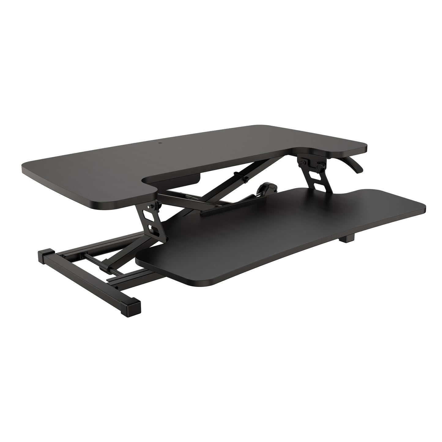 Realspace® P10 Pneumatic Standing Desk Riser Converter with Keyboard Tray, 20"H x 31-1/2"W x 25"D, Black