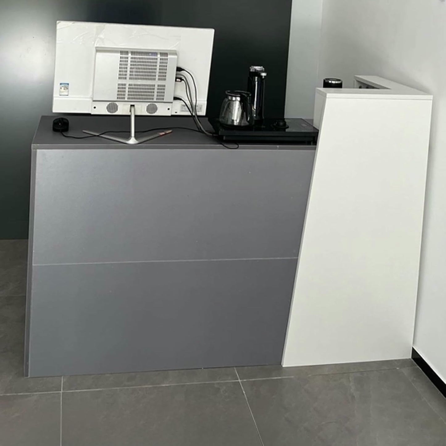 WRTYHGVGT Reception Desk, Front Counter Desk, Reception Room Tables with Lockable Drawer and Keyboard Holder, Simple Retail Checkout Counter, for Clothing Salon Shop Hotel(White,140cm/55.1in)