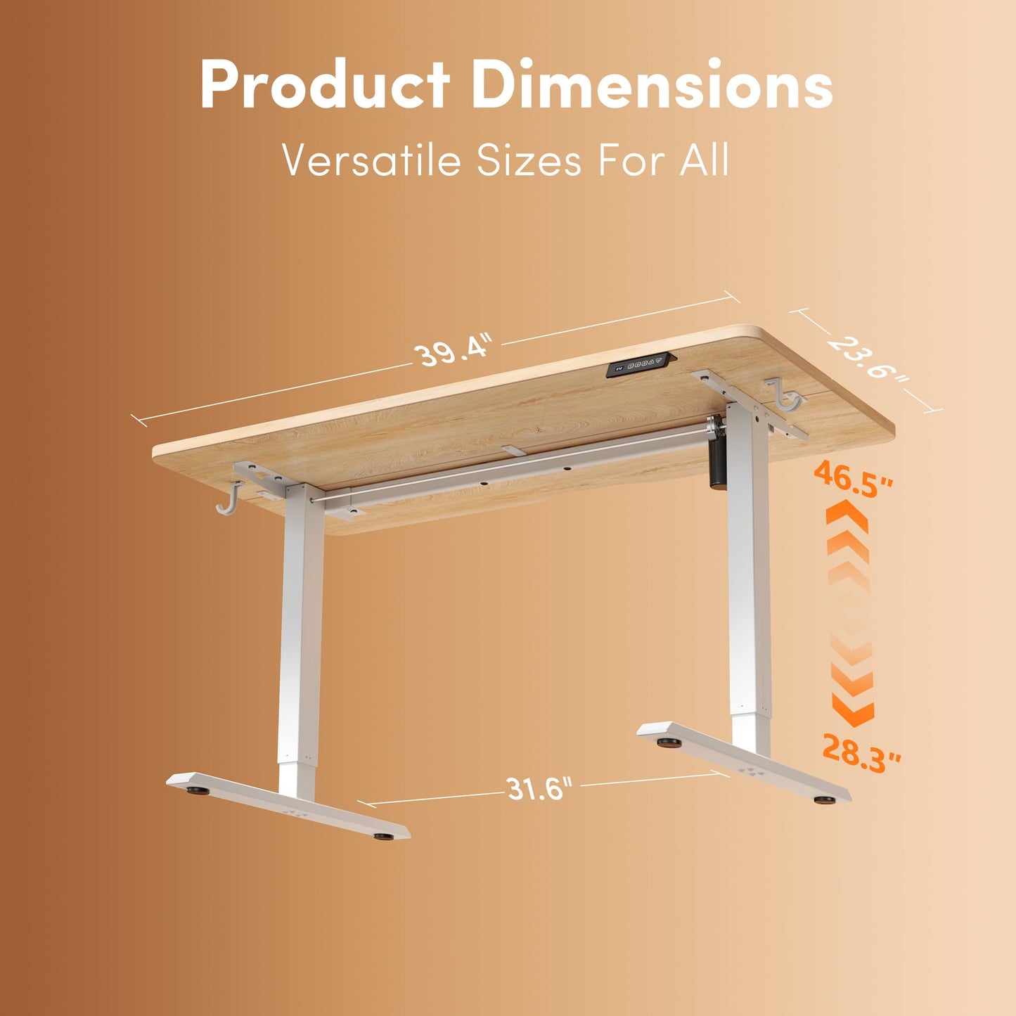 FEZIBO 40 x 24 Inches Electric Standing Desk Adjustable Height, 3 Memory Height Settings, Sit Stand Up Desk for Home Office & Computer Workstation, Maple