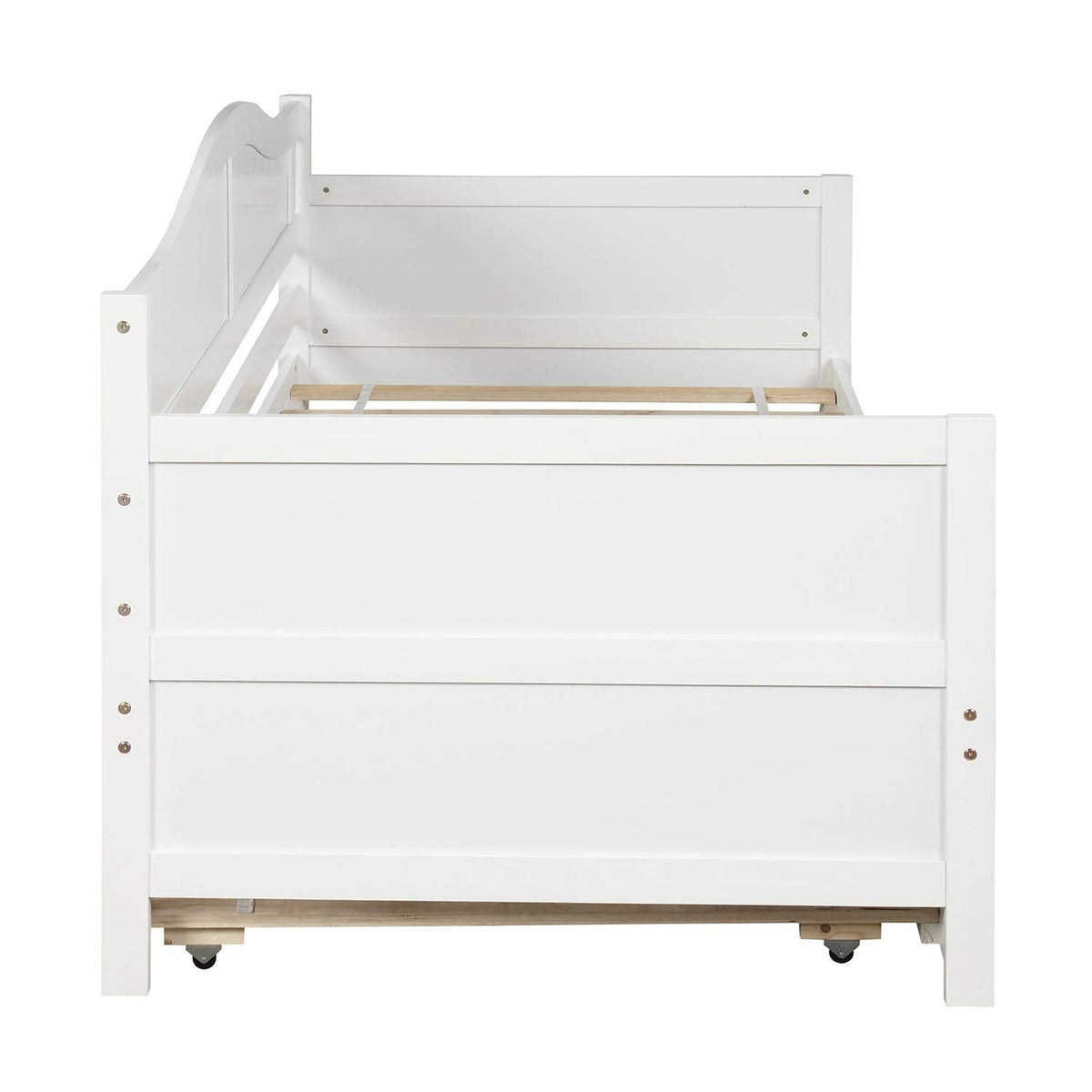 Merax Classic Wood Daybed with Trundle Sofa Bed for Bedroom Living Room,No Box Spring Needed White