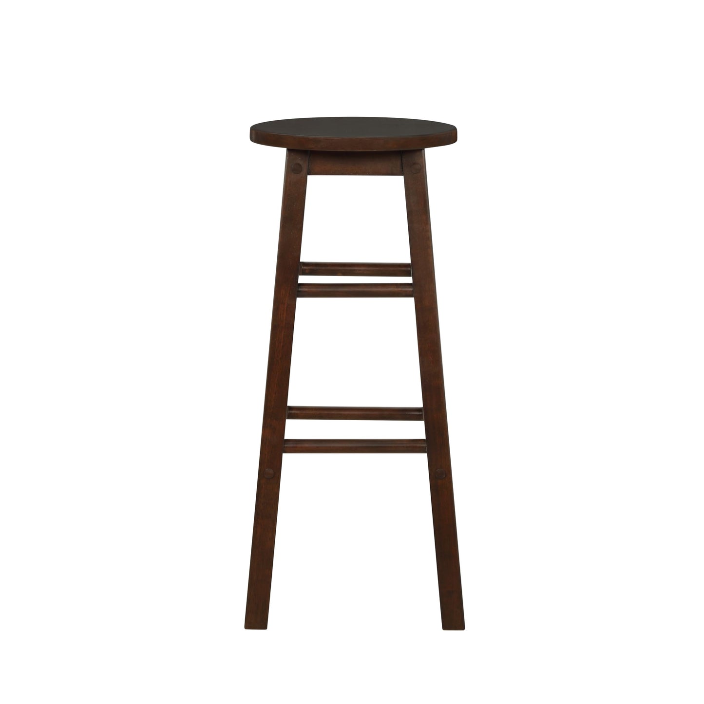 Linon Zeke Walnut Solid Wood Backless Round Barstool with 29 inch Seat Height