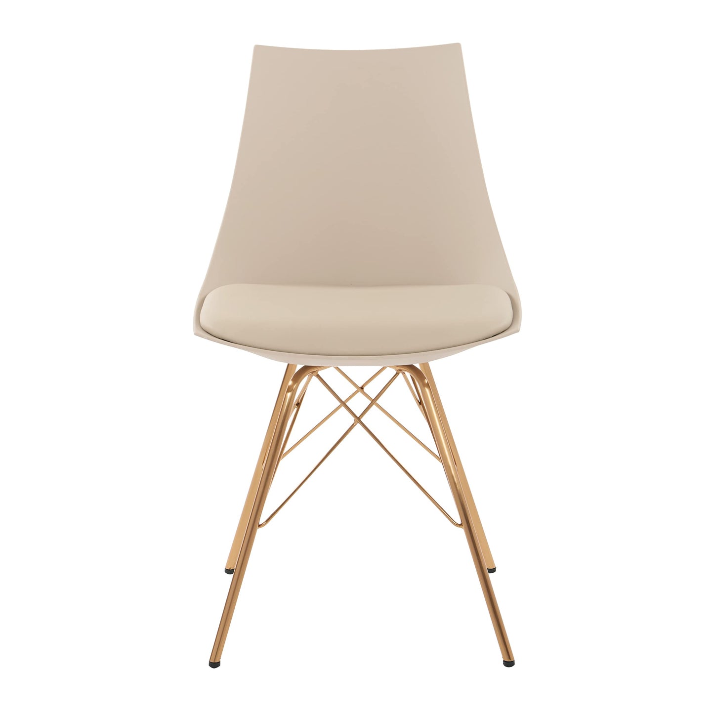 OSP Home Furnishings Oakley Mid-Century Modern Bucket Chair,Faux Leather, Cream
