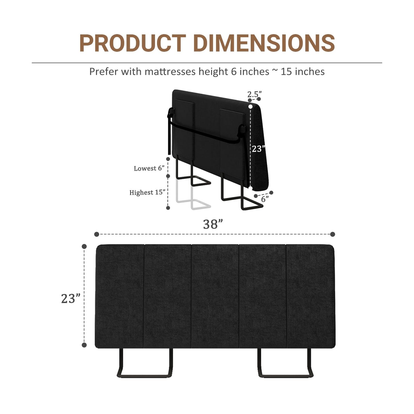 Liiwepo Twin Size Headboard Only-No Assembly, Upholstered Headboard Twin Size Linen Fabric Modern Style Headboards Extra-Thick, Black