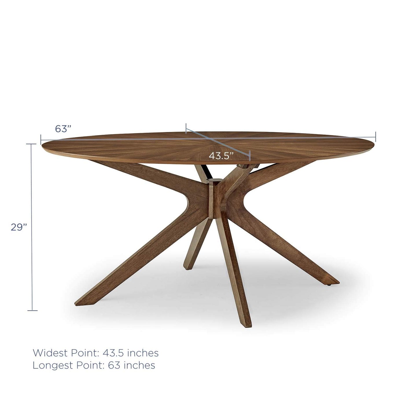 Modway Crossroads 63" Oval Wood Dining Table, Walnut