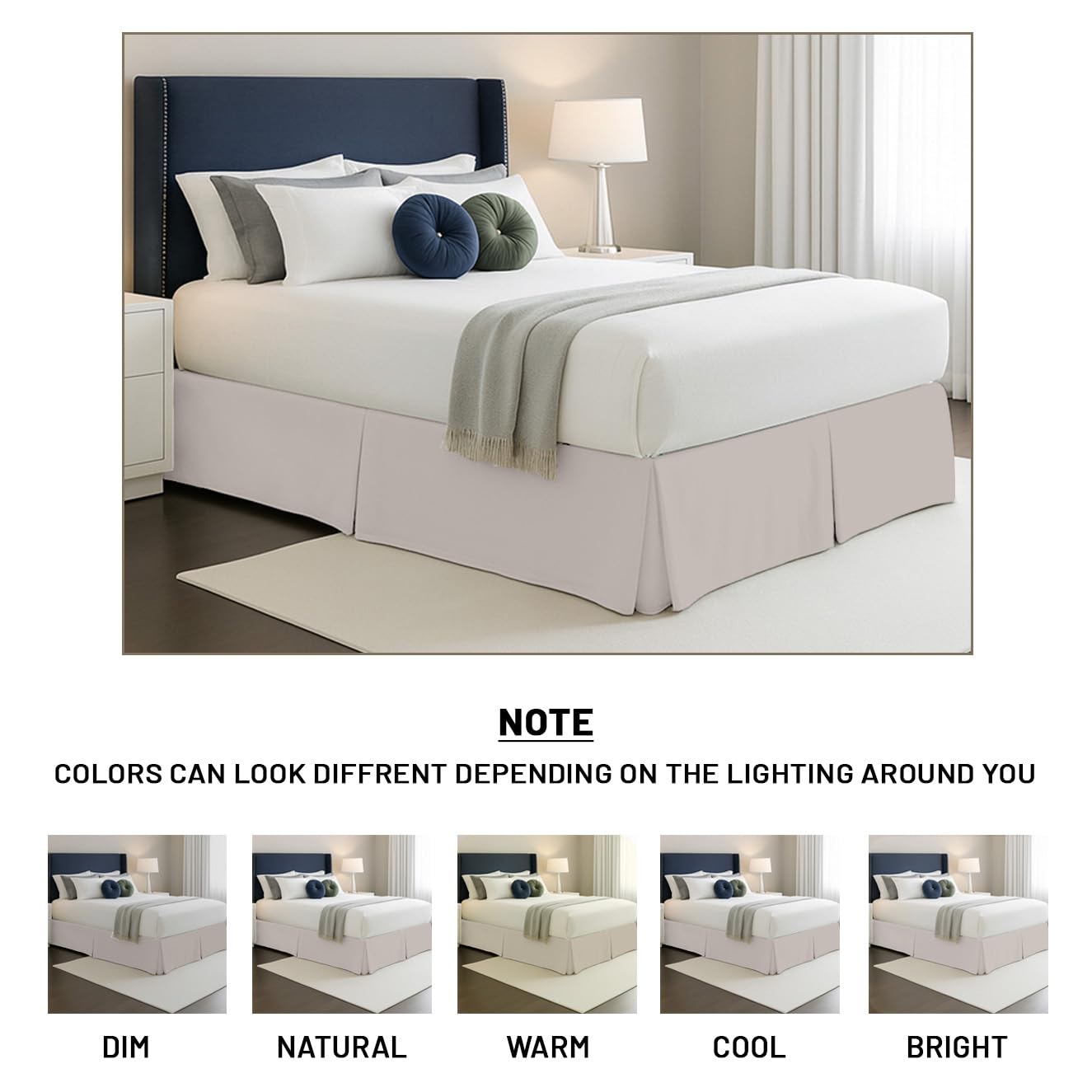 SGI bedding 20 inch Drop Bed Skirt Queen Size - Platform Style with Secure Fit, Classic Tailored Look, Elegant Pleated Style Dust Ruffle, Split Corners, Wrinkle Resistant Microfiber - Tan