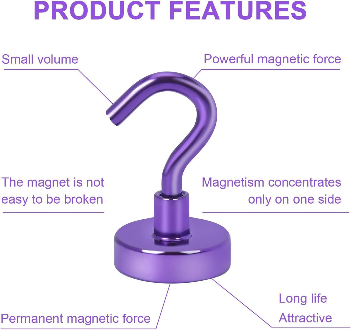 DIYMAG Magnetic Hooks, 30Lbs Strong Heavy Duty Cruise Magnet S-Hook for Classroom, Fridge, Hanging, Cabins, Grill, Kitchen, Garage, Workplace and Office Etc, (20 Pack-Purple)