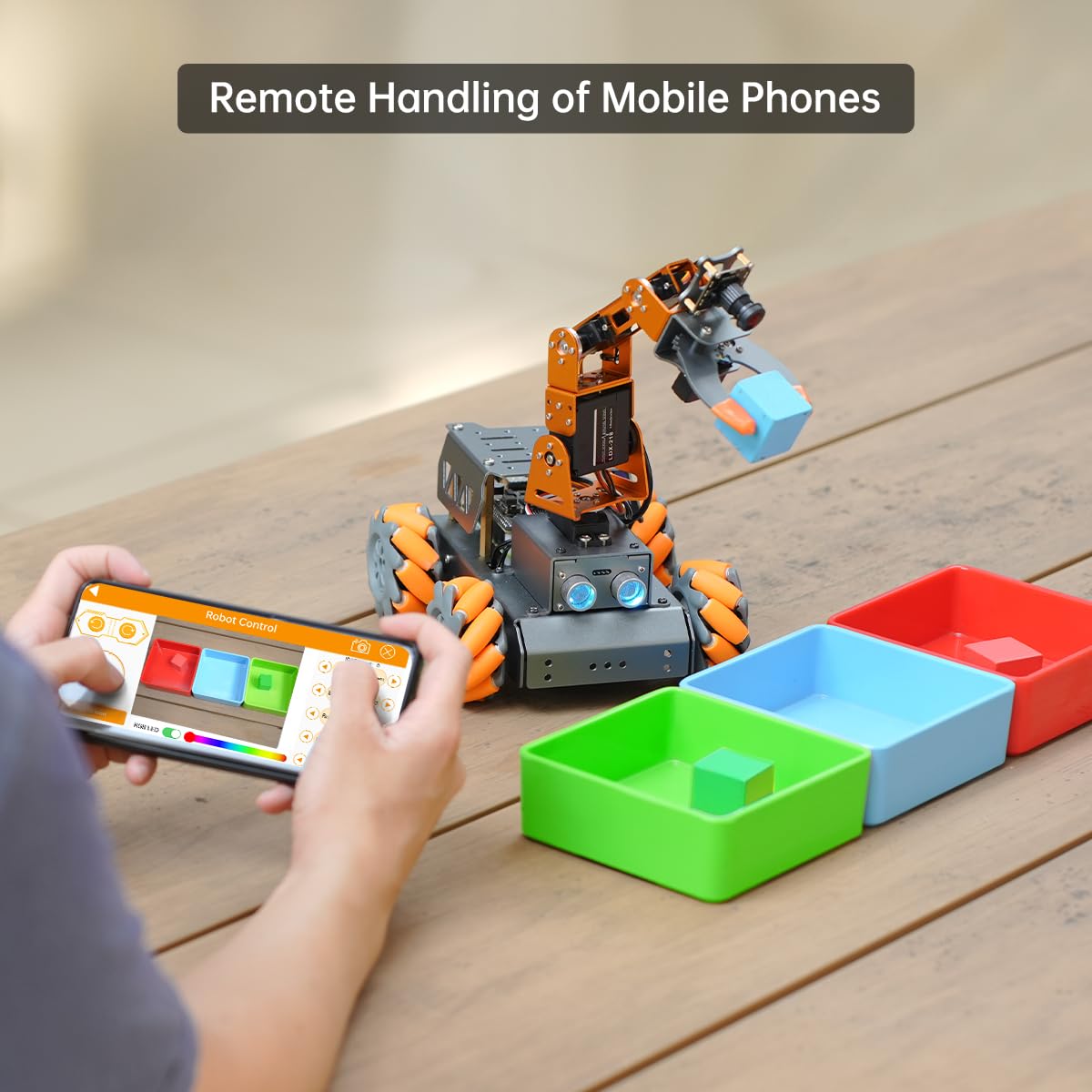 HIWONDER 5DOF AI Vision Robotic Arm Powered by Raspberry Pi Smart Robotic Arm Mecanum Wheel Chassis Robot Car Kit DIY Robot for Beginners, with RPi5 8GB