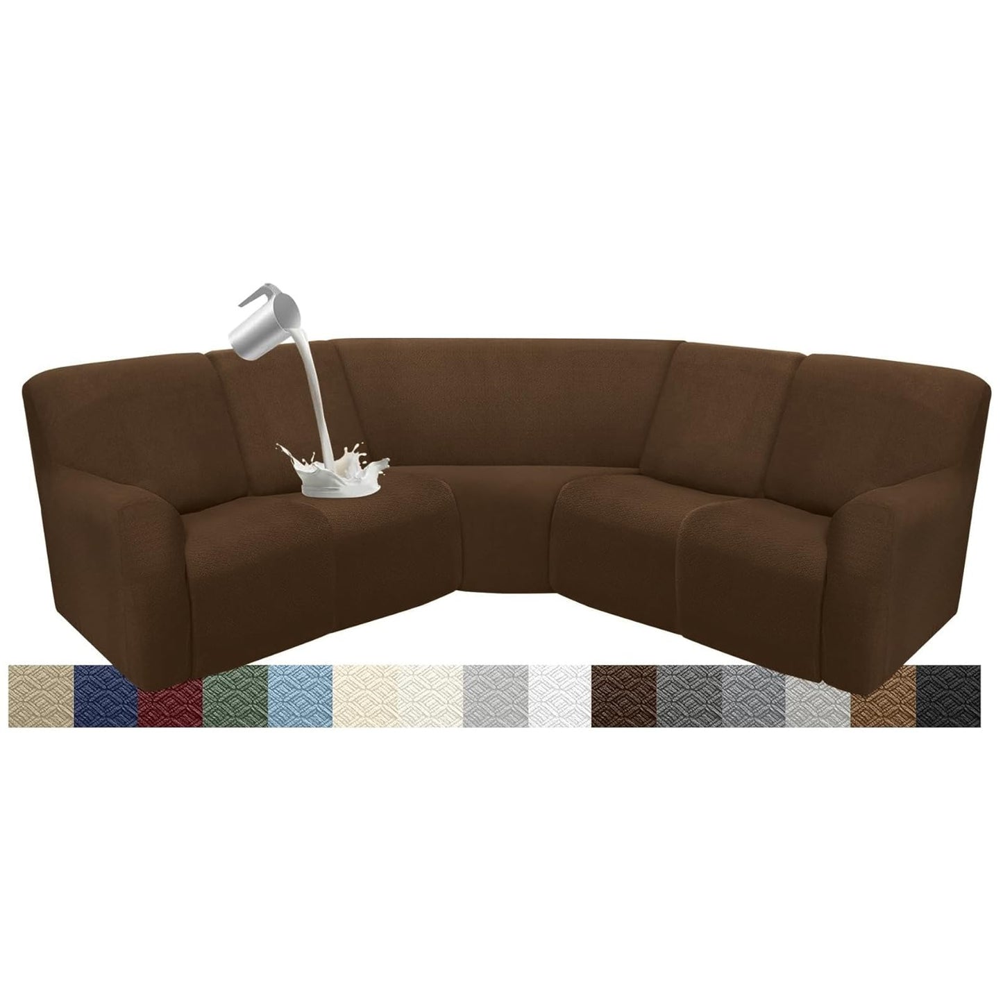 ROFASVCO Reclining Sectional Couch Covers Waterproof L Shape Washable Recliner Sofa Cover for L Shaped Sectional Super Stretch Soft Corner Recliner Slipcovers (5 Seater Cover, Chocolate Brown)