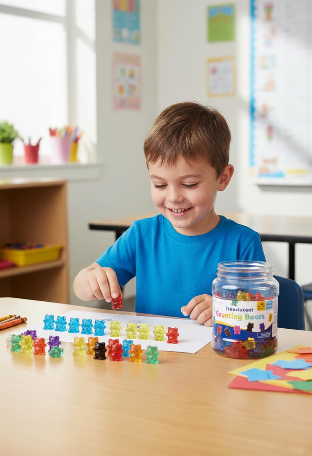 Odoorgames 100 Pcs Translucent Bear Counters - 100 Pcs 3D Shapes for Teaching - Geometric Solids and Geometry Manipulatives for Classroom - Enhance Learning Experience