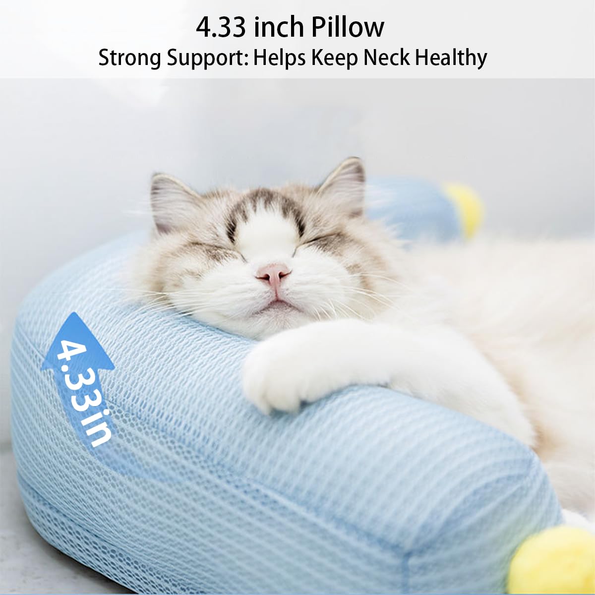 Zabplox Cooling Cat Bed with Pillow – L-Shaped Sofa Design, Breathable Summer Mat for Kittens & Cats, Machine-Washable Cushion Calming Bed for Persian, Siamese, Small Pets (Blue, 21"x15"x4")