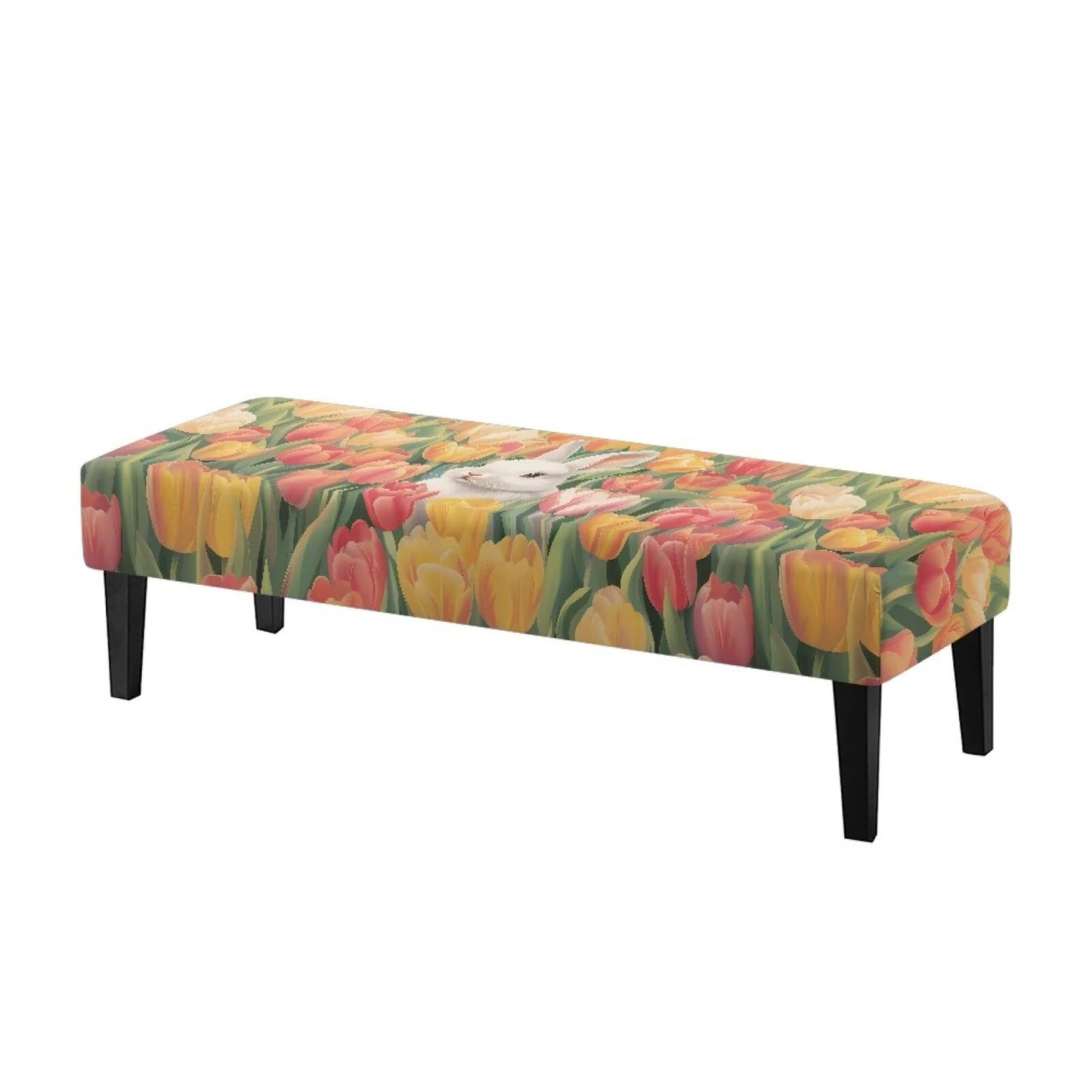 Cugasmaru Dining Bench Cushion Stretch Anti Slip Grip for Kitchen Counter Breakfast Nook Living Room Rabbit Tulip Waterproof