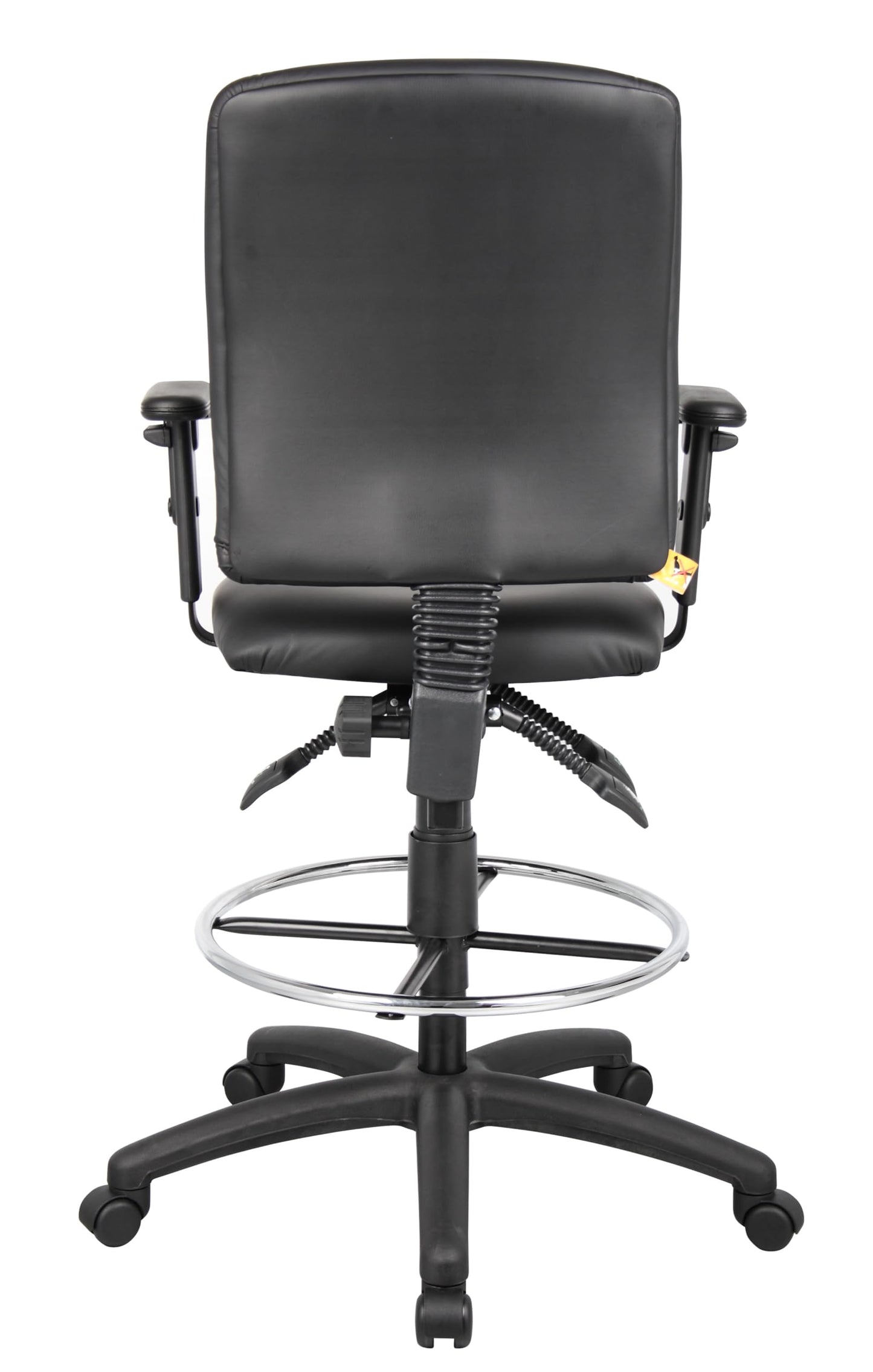 BOSS Office Products B1646 Multi-Function LeatherPlus Drafting Stool with Adjustable Arms, Black