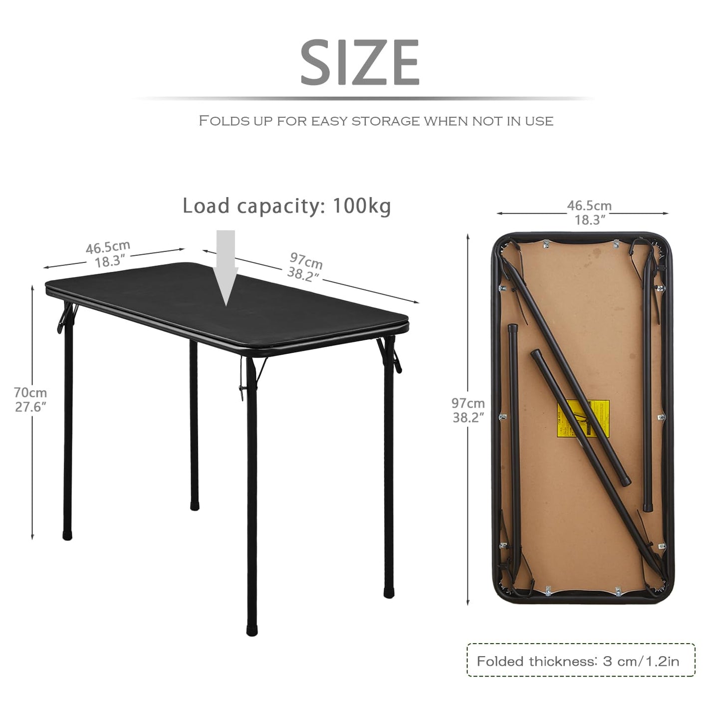 KAIHAOWIN Metal Folding Table, Small Foldable Desk with Vinyl Top, Powder-Coated Steel Legs, Compact Lightweight PortableTable for Craft/Dinner/Writing-No Assembly Require