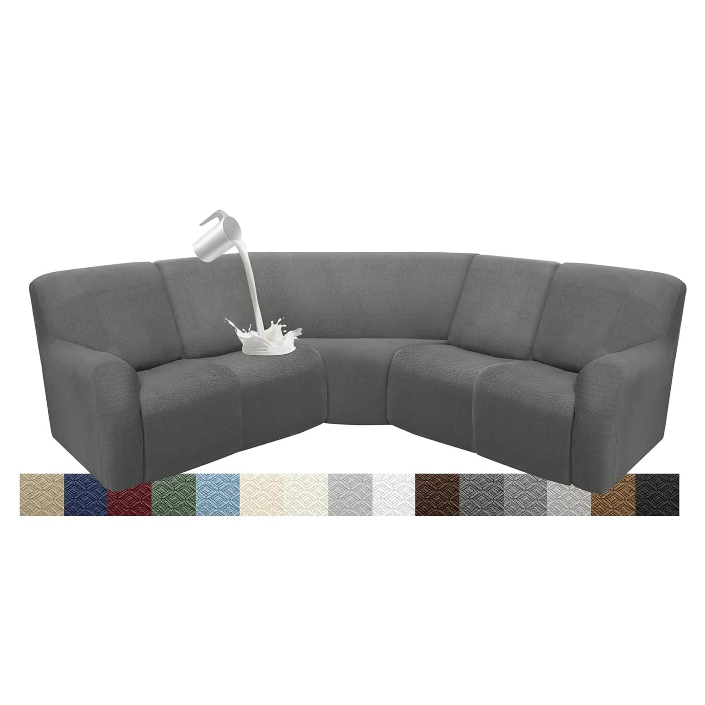 ROFASVCO Waterproof Sectional Recliner Couch Covers for Reclining Couches Washable L Shaped Sofa Cover for Dogs Sectional Stretch Corner Recliner Slipcovers (5 Seater Cover, Charcoal Gray)