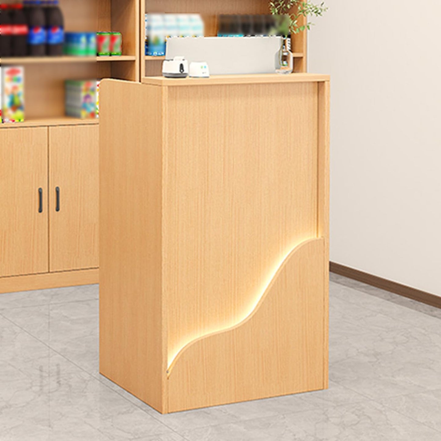 Wall Mounted Folding Table Floating Table Adjustable Steel Bracket,Modern Wooden Reception Desk with Drawers - Stylish Computer Counter Table for Cashiers, Ideal for Clothing Salons, Shops,
