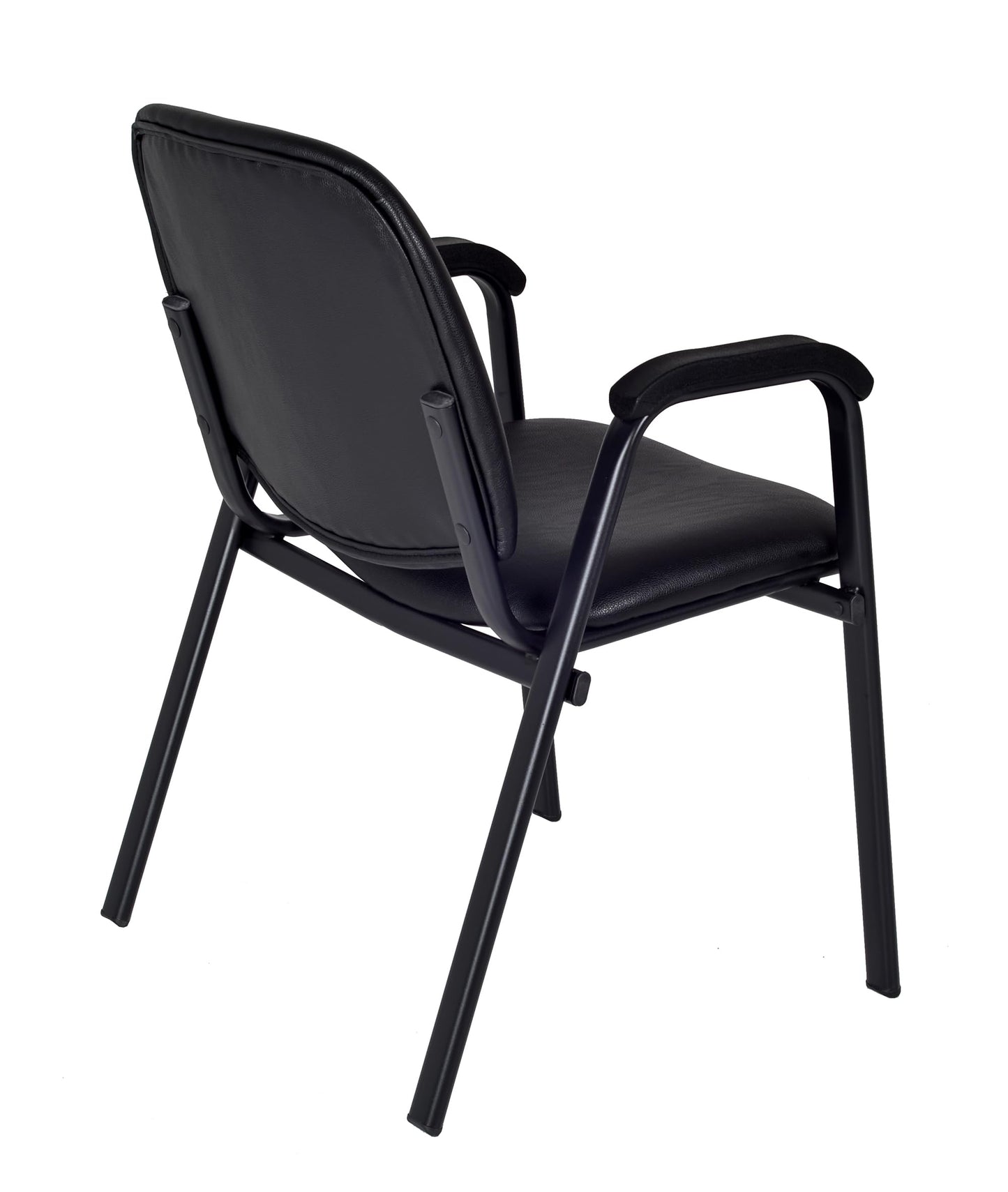 Romig Ace Vinyl Guest Stacking Chair with Arms, Durable and Comfortable Upholstery, Sturdy Steel Frame, Stackable Design for Office, Reception, and Conference Areas - Midnight Black