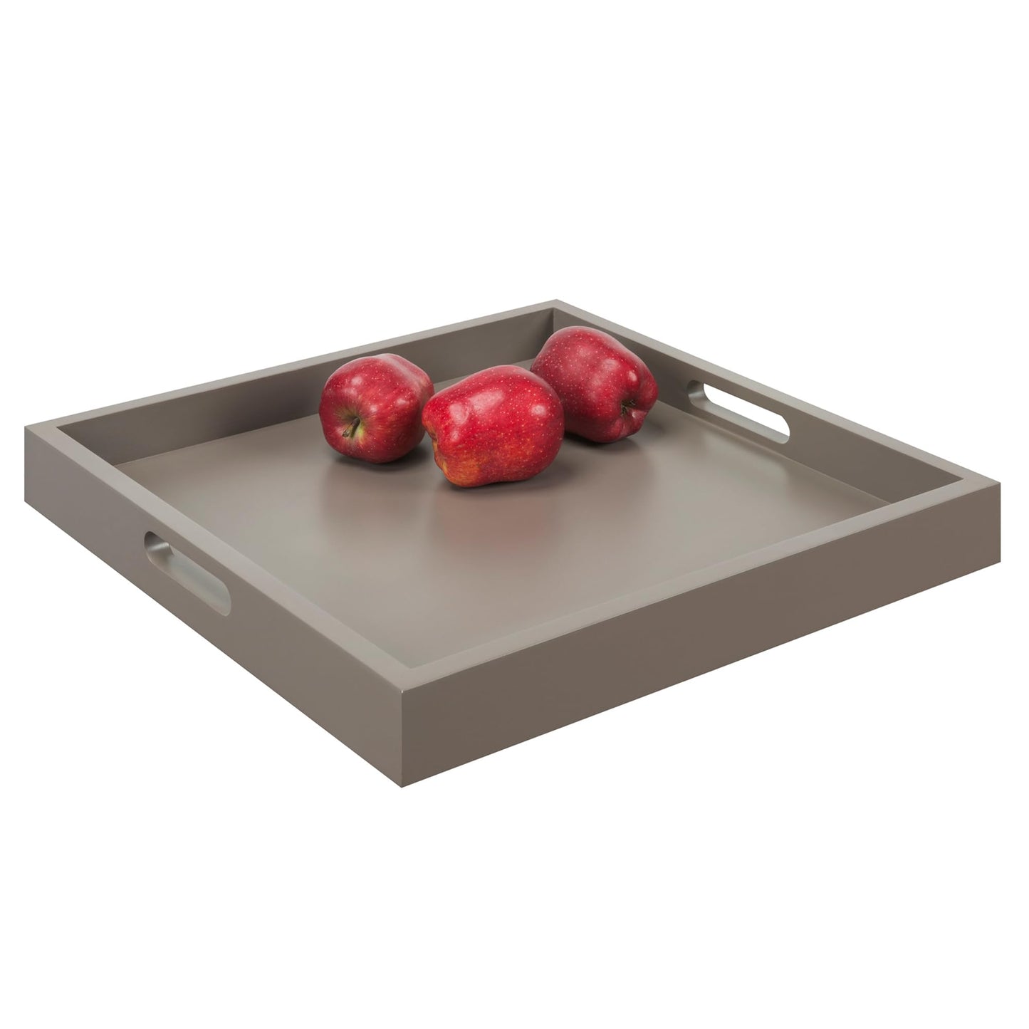 Convenience Concepts Palm Beach Serving Tray 16.75" - Kitchen & Living Room Square Wood Decorative Tray with Handles, Ottoman Accent Tray, Coffee Table Tray, Counter Organization & Storage, Gray