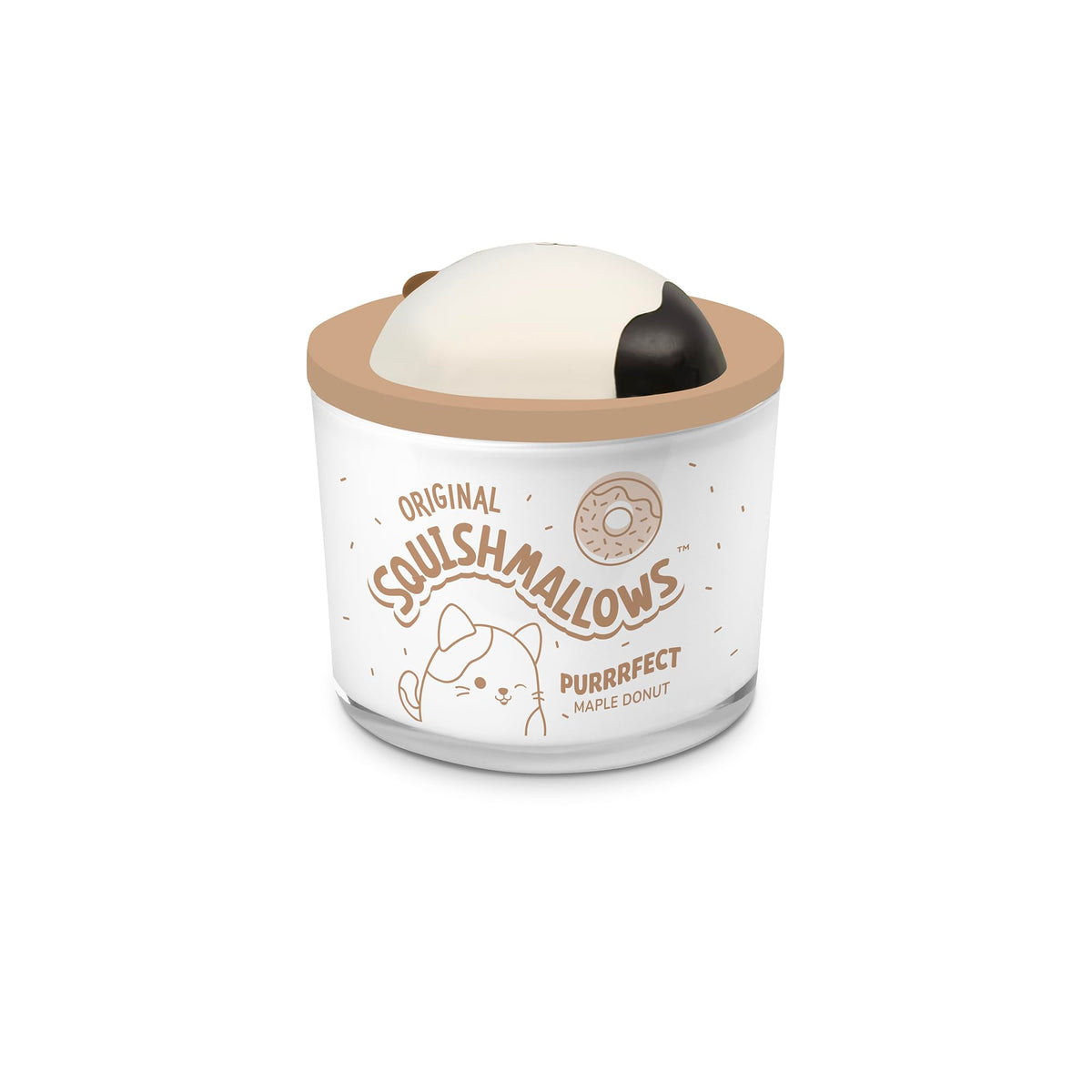 Studio Oh! x Squishmallows Scented Candle, Cam Purrrfect Maple Donut Maple, Cinnamon, Nutmeg & Vanilla, 12 oz, 38 Hour Burn, Reusable Jar, Scented Candles for Home, Relaxing Calming Candle