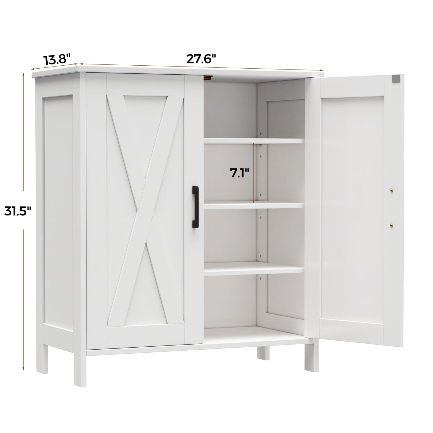 Homleke Farmhouse Shoe Cabinet with 2 Barn Doors & Wood Legs, 5-Tier Shoe Storage Cabinet with 3 Adjustable Shelves, Tall Shoe Rack Organizer for Closet, Shoe Organizer for Entryway, Hallway, White