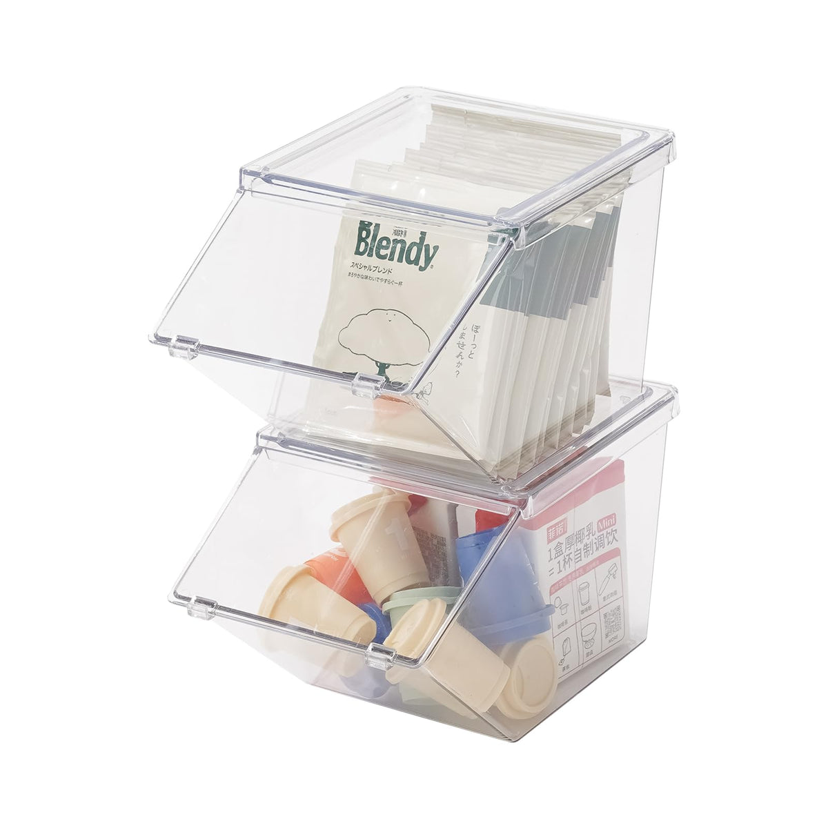 LLGWGL Stackable Tea-Bag Holder Organizer - Box Storage Organizer, Clear Coffee and Tea Organizer for Counter Tops, Kitchen Cabinets, Pantry, 2 Pack