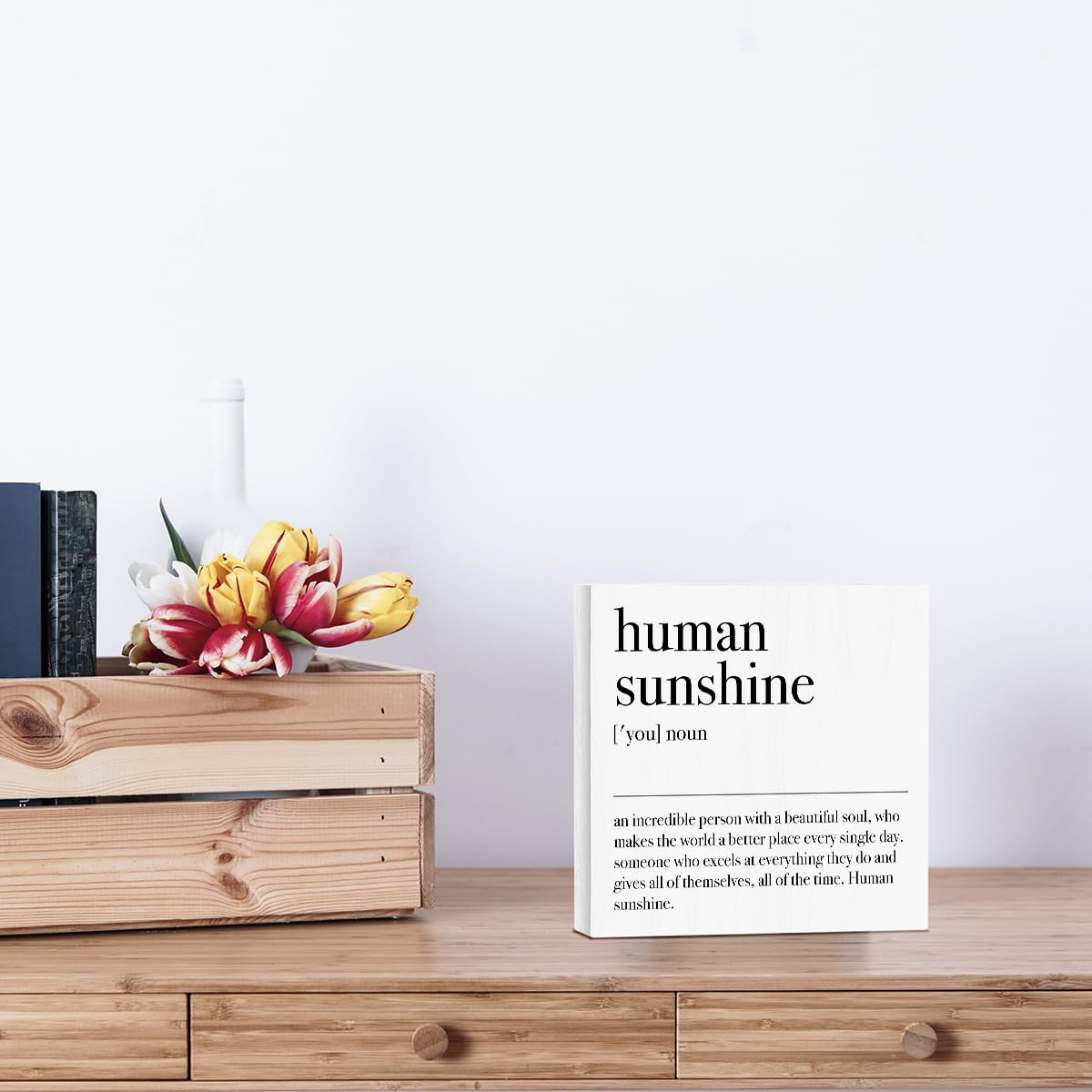 YYDS Motivational Definition Decorative Wooden Box Sign Inspirational Rustic Office Desk Decorations Positive Affirmations Farmhouse Encouraging Wood Block Plaque Home Shelf Tabletop Cubicle Decor