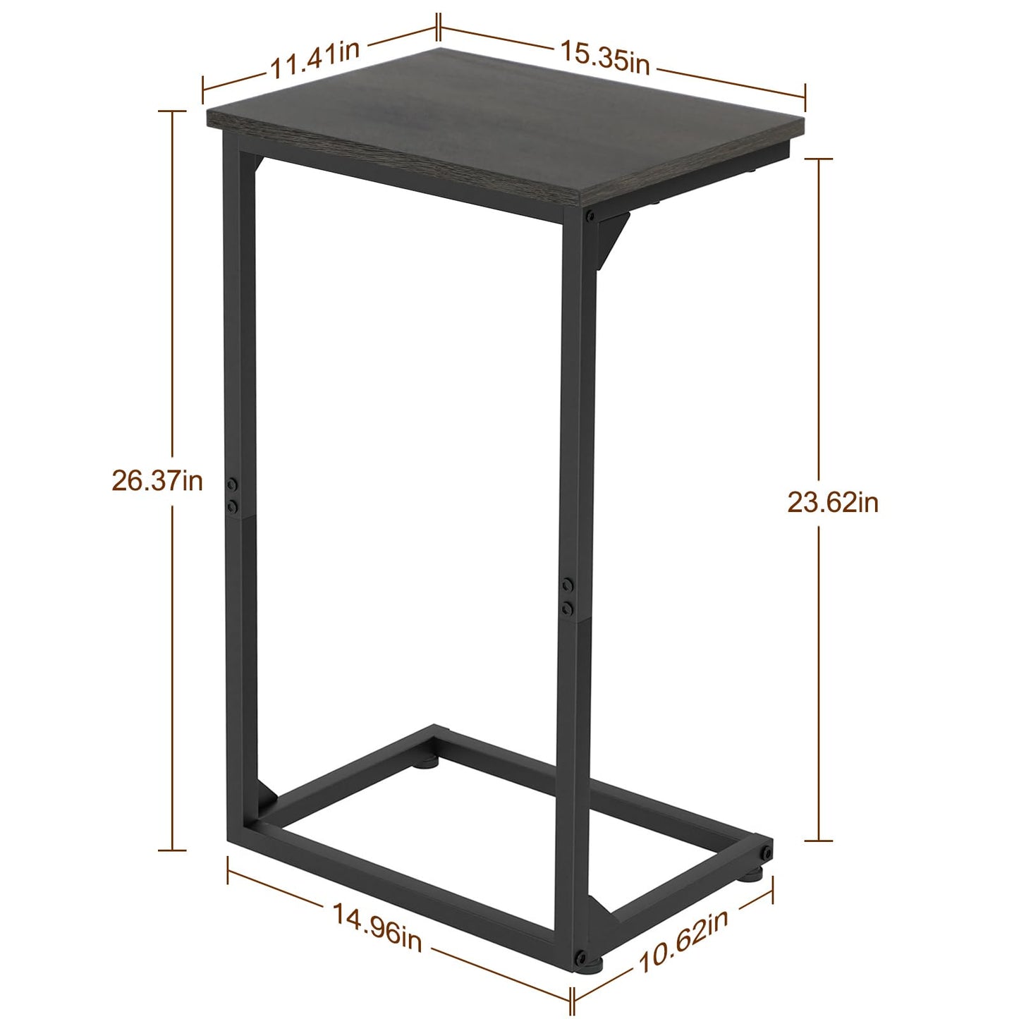 AMHANCIBLE C Shaped End Tables Set of 2, Couch Side Tables that Slide Under Sofa, Slim TV Trays for Living Room and Bedroom, Narrow Space Saving Laptop Workstation, Dark Grey HET02BDG