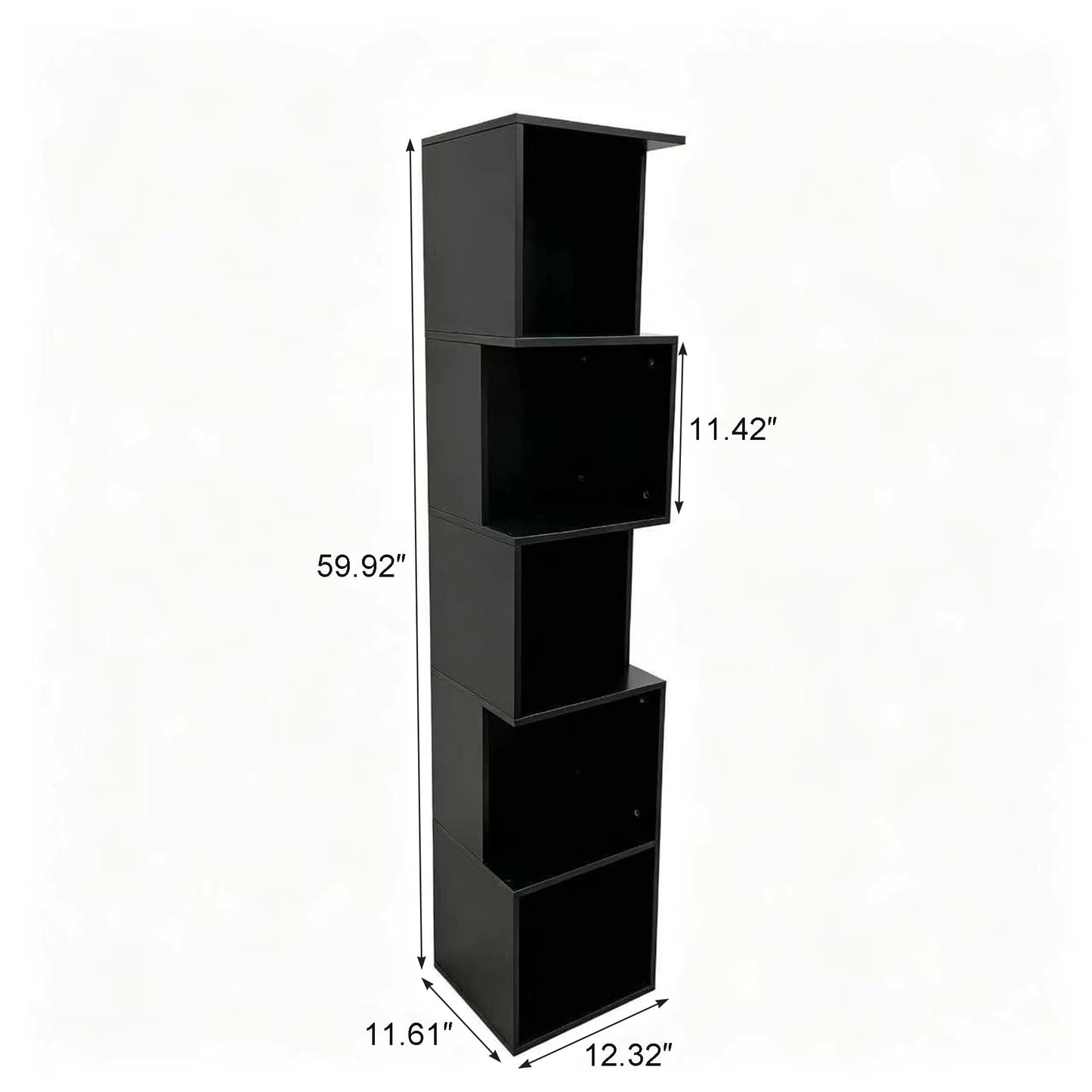 Enjoy Smart 5 Cube Bookshelf, Freestanding 5 Tier Open Display Shelf, Modern Black Cube Storage Organizer with Eco-Friendly Melamine Surface for Home Office Bedroom Living Room Study, Black