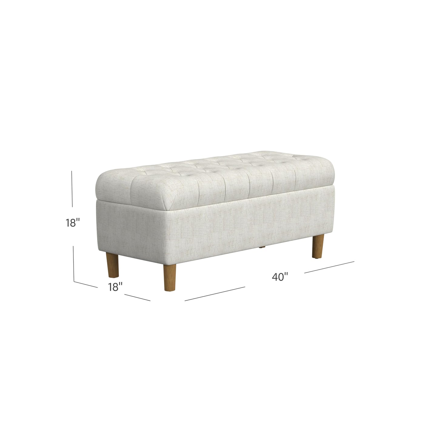 HomePop 40" Ainsley Button Tufted Storage Bench - Cream Textured Solid