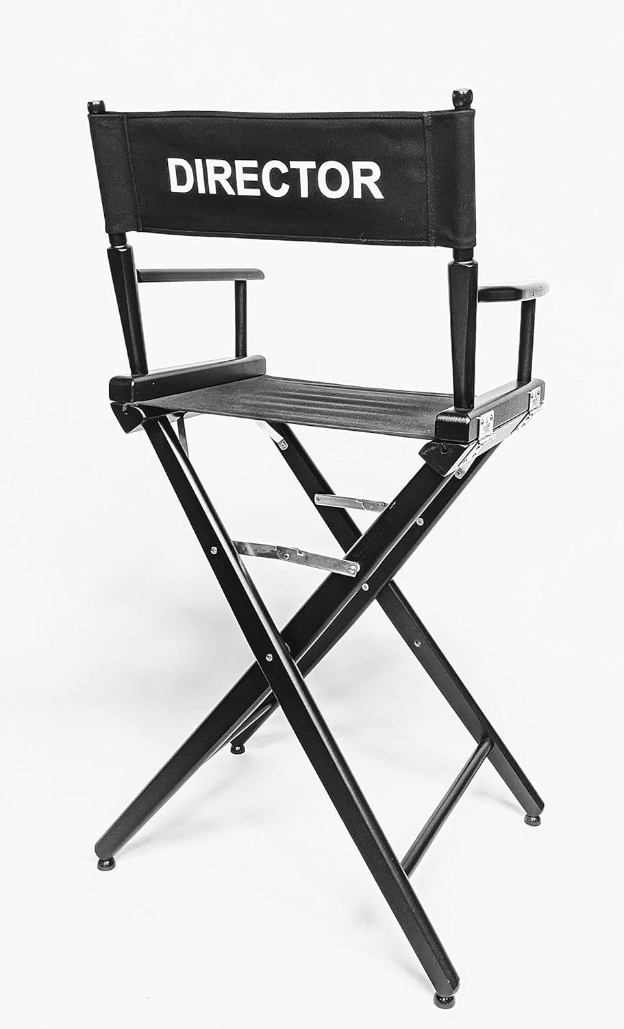 Filmcraft Personalized Tall Director's Chair – Black Finish with Custom Black Canvas, Complete Professional Package for Filmmakers & Creatives (Front & Back of Canvas Customization - Black Frame)