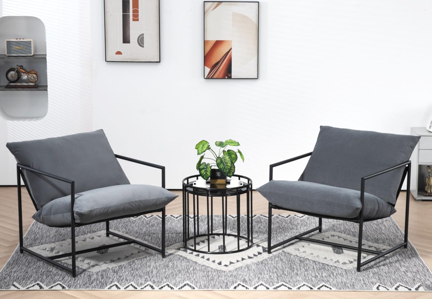 Container Furniture Direct Serenity Accent, Modern Velvet Arm Chair with Reclined Seat, Sleek Design, Durable Metal Frame, Soft Upholstery and Plush Comfort for Stylish Living Room, Grey