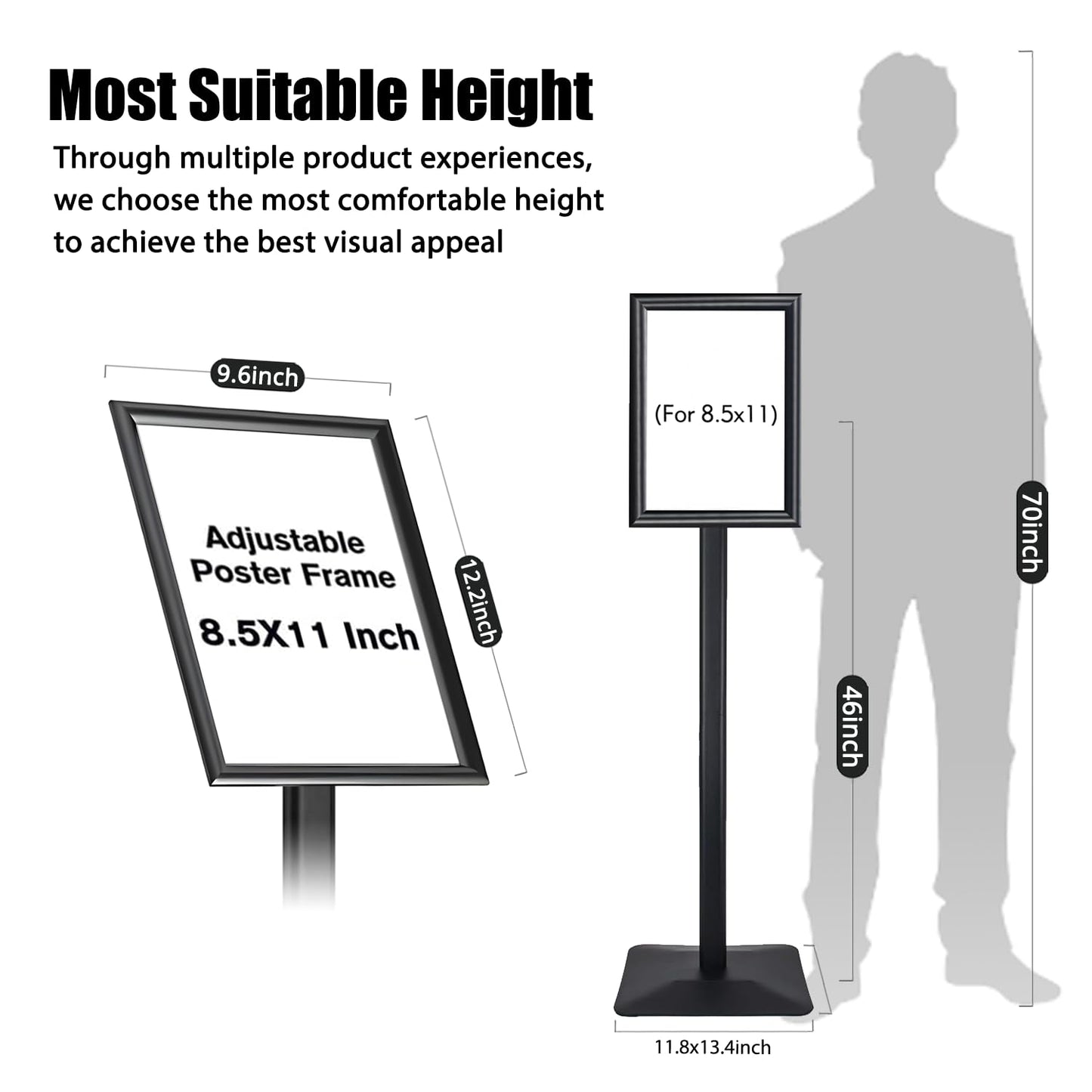 Golemas Sign Stand for Display, 11lbs Integrated Rod Heavy Duty Pedestal Floor Signage Stand Holder, for Outdoor or Indoor Advertising (8.5 x 11, Black, 3Pack)