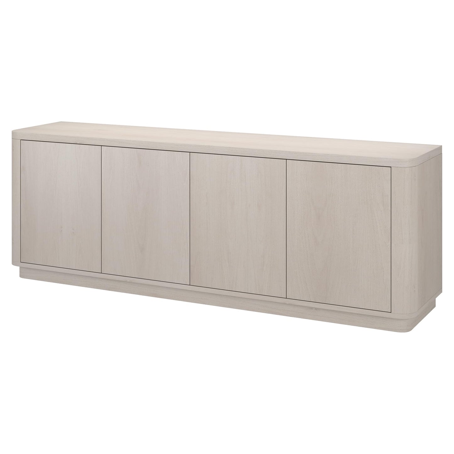 Henn&Hart TV Stand for TVs up to 75" with 2 Concealed Storage Cabinets, Adjustable Shelves and Plinth Base for Living Room, Family Room, or Office, Beech White