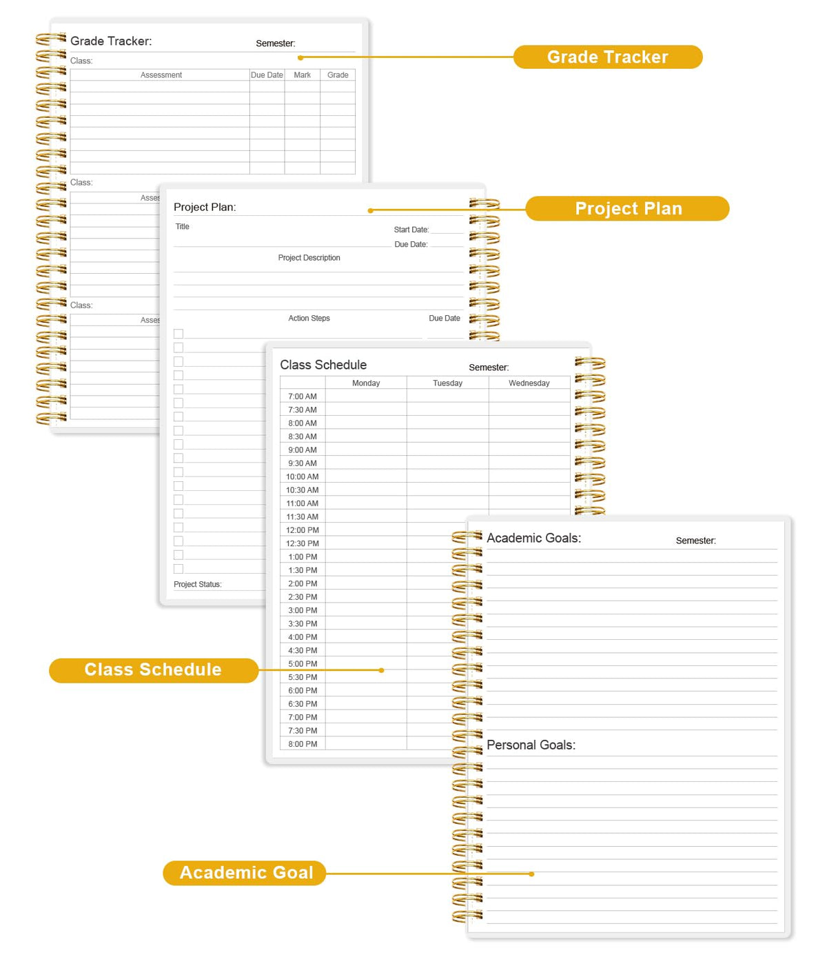 Academic Planner for 2026-2027 or Anytime - Undated Weekly Student Planner For Homeschool, High School, College & Nursing Students, 200 Pages, 8.5" x 11", Black