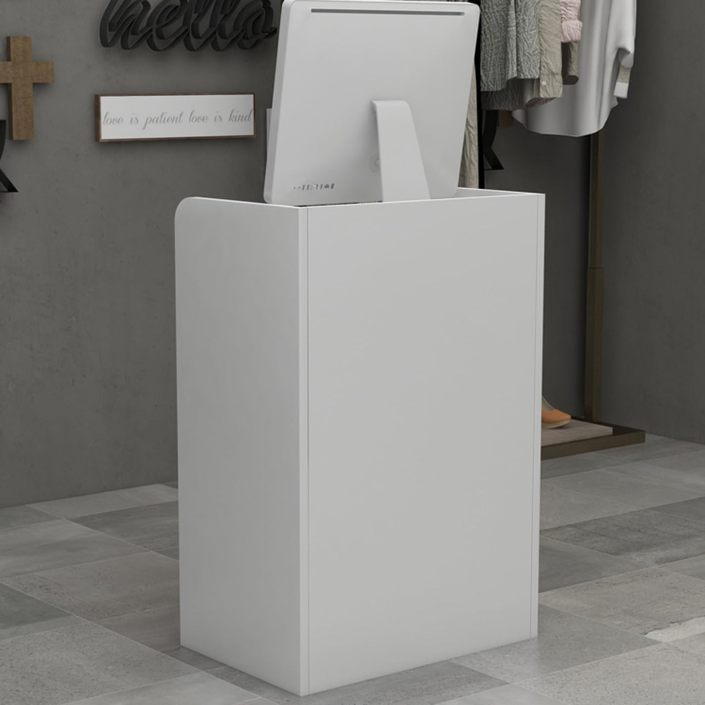 Reception Desk for Spaces with Lockable Drawer, Compact Office Counter Desk Counter Modern Front Lockable Drawers,Modern Reception Desk with Lockable Drawer and Storage Cabinet Corner Cashie