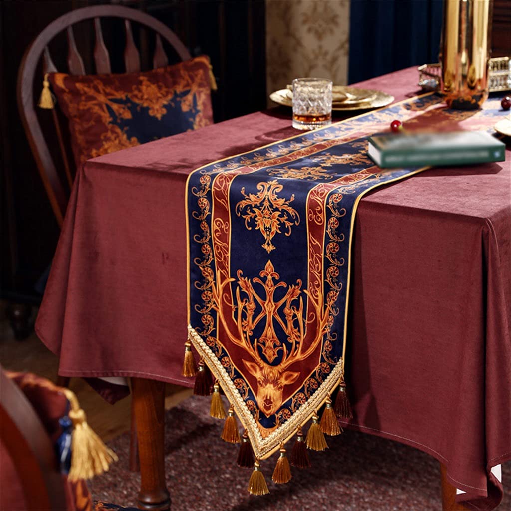 WODHAZNC Table Runner European Long Tablecloth Retro Chest of Drawers Sideboard Decoration Cloth(40 * 260cm)