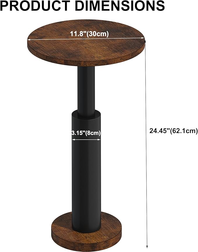 LAATOOREE Small Round Side Table, Accent Drink Coffee Table, Pedestal End Table