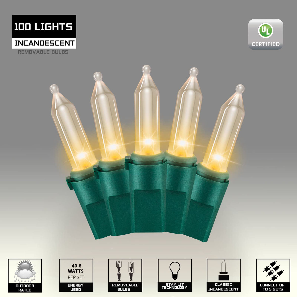 JUSTPRO 100LIGHTS WARM WHITE Extra-Bright With End Connectors Christmas Decorative Lights 5.98m UL Certified Mini String Light Set Waterproof for Home Garden Holiday Christmas Tree Party Patio Wedding
