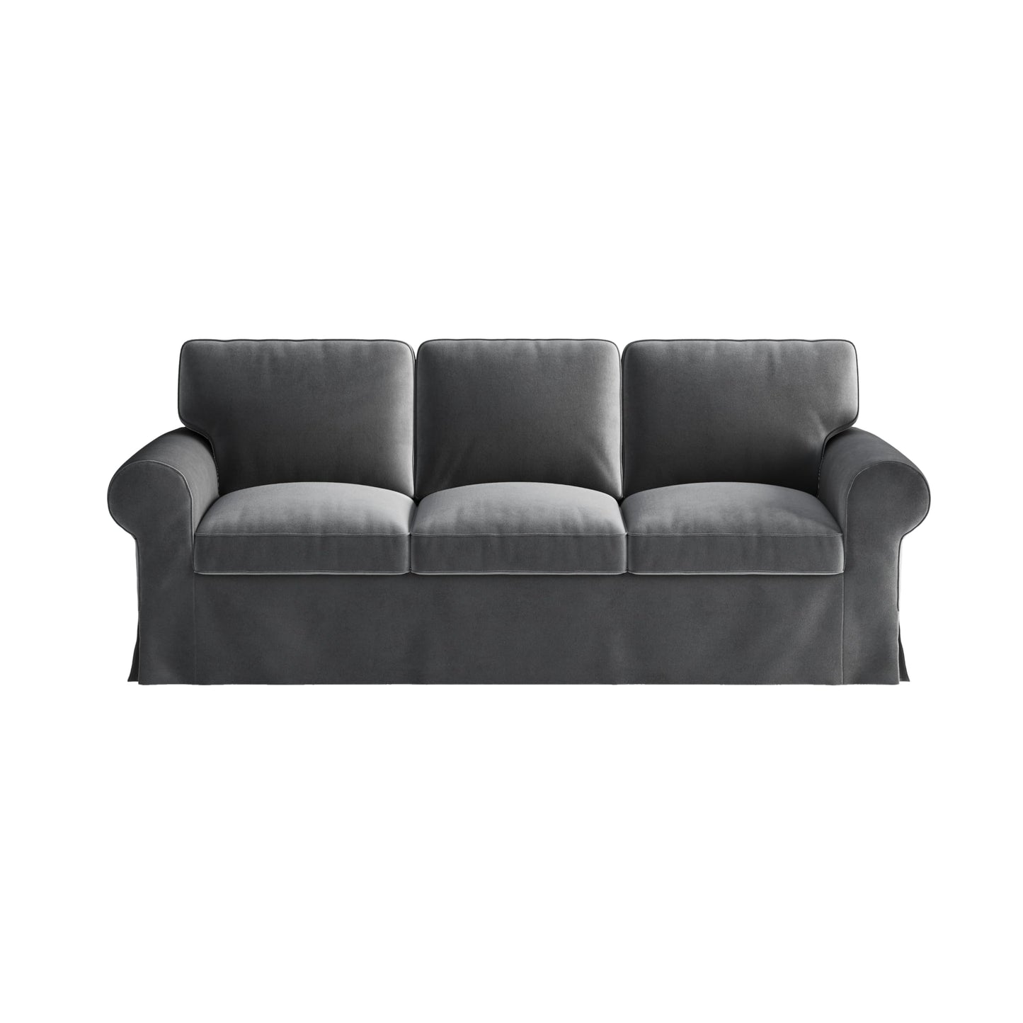 Velvet Pet-Friendly Replacement Sofa Cover Compatible for IKEA Ektorp 3 Seat Sofa Slipcovers, Couch Cover Only, 7-Piece Slipcover, Grey, Couch Cover Not Include The Sofa Body