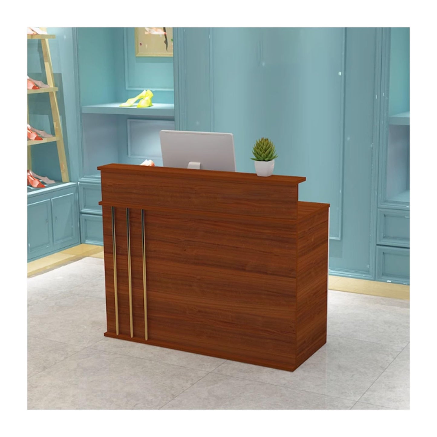 Modern Reception Desk with Lockable Drawers & Storage Cupboard, Compact Reception Desk - Space-Saving Front Desk for Salons, Boutiques, and Lobbies - Counter for Efficient Customer Service，（