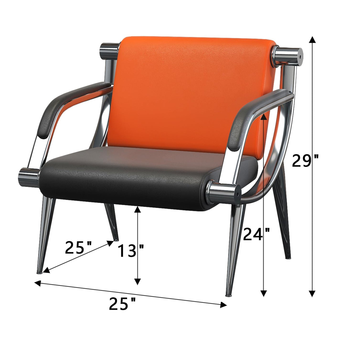 wonline Waiting Room Chair with Armrest PU Leather Office Furniture, Office Guest Seating Lobby Conference Reception Chairs for Airport Clinic Hospital Bank Salon Barber(Orange&Black)